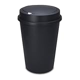 Spetebo XL Kunststoff Abfalleimer anthrazit mit Push Deckel - 50 L - Runder Mülleimer mit abnehmbaren Deckel - Mülltonne Sammeltonne Abfallsammler groß recycelbar