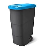 Prosperplast Wheeler 90L Müllbehälter mit Rädern und Deckel Mülltonne Müllgroßbehälter Großmülltonne Universaltonne Kunststoff (Blau)