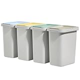KADAX Mülleimer-Set für Abfalltrennung, Mülltrennsystem, robuster Abfallbehälter mit dichtem Deckel, Müllsortierer, Müllbehälter, Abfalleimer aus Kunststoff (Weiß 4x12L)